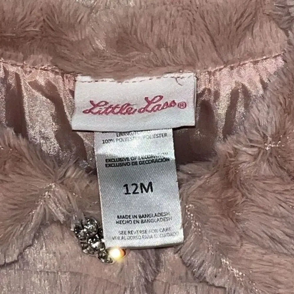 Little Lass Light Pink  Faux‎ Fur Fuzzy Jacket Coat Fashion Girls 12 Months